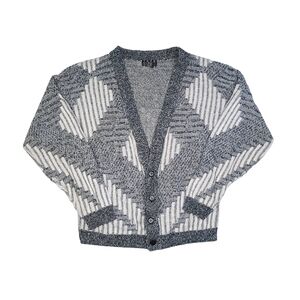Vintage 80s Mens NUOVO Grandpa Geometric Sweater Cardigan Mr Rodgers Arcylic - M